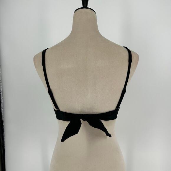 NWT Aerie Tie Longline Triangle Bikini Top Women's True Black Size M & XL - Picture 3 of 4